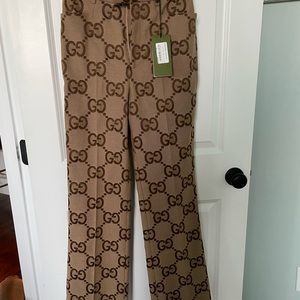 NWT Gucci Jumbo GG Womens monogram canvas trousers pants bag size 40